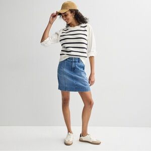 EUC Industry Bambi Crewneck Sweater Vest Ivory and Navy Stripe: as seen by Rails